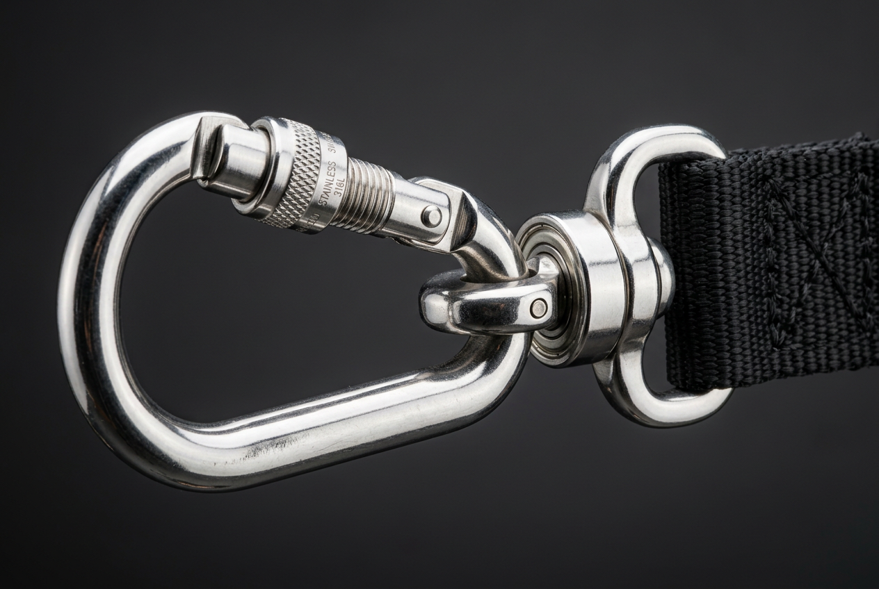 Guinzaglio tubolare da addestramento taglia L realizzato in cuoio nocciola con moschettoni in acciaio inox.